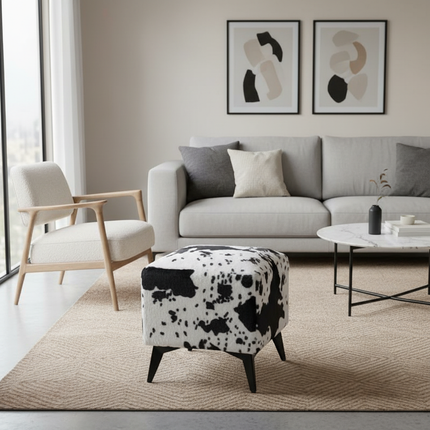 ‌Faux Leather Ottoman, Plush Entryway Bench, Velvet Square Stool, Minimalist Footrest for Bedroom/Balcony with Non-Skid Base - gallery 1