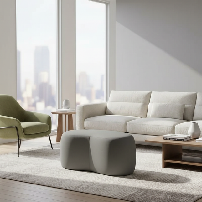 Luxury Stool INS Lamb Changing Wool Foot Stool Bedroom Pouf Nordic Shoe Ottoman Creative Design Living Room Floor Sofa Bench - gallery 1