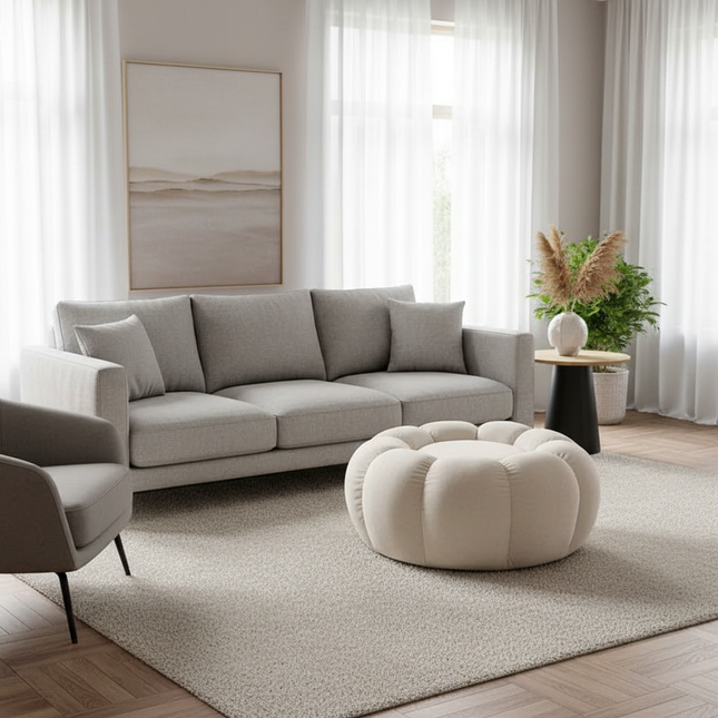 Pumpkin Sofa Low Stools Foot pedal Lamb Wool Shape Velvet Fabric Simple Modern Living Room Light Luxury Bedroom Round Ottomans - gallery 1