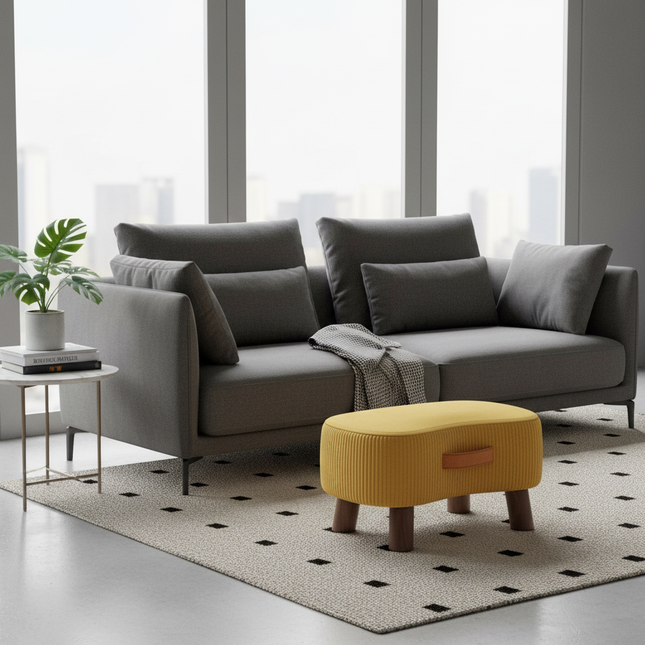 Small Rectangle Foot Stool, Velvet Fabric Footrest Ottoman Stool with Non-Skid Wood Legs, Modern Footstools Step for Couch - gallery 1