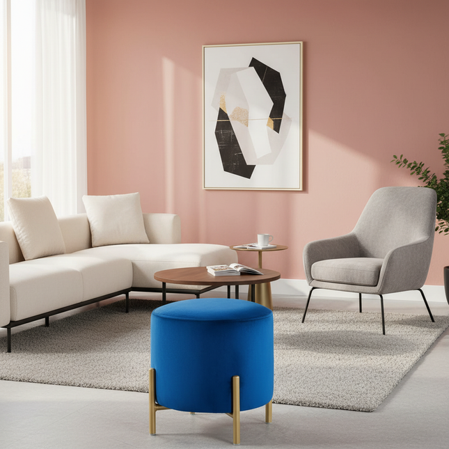 Customized Velvet Dressing Stool Golden Leg Tassel Makeup Bench Openable Ottoman Pouf for Home Fashionable Furniture - gallery 1