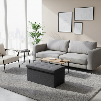 WOLTU Functional Storage Foot Stool Ottoman Bench Folding Chest Storage Cube Colorful Storage Box Upholstered Seat Removable Lid - gallery 1