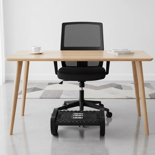 Portable Foot Rest Under Ergonomic Footrest Stool 6 Height Position Adjustable Foot Stoo with Firm Non-Slip Legs Massage Rollers - gallery 1