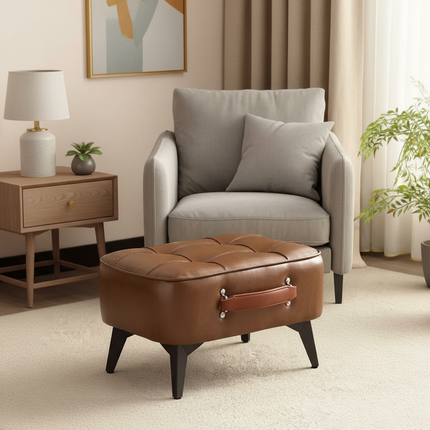 1pc Minimalist Short Stool, Super Soft & Space Saving Short Sofa, Household Shoe Bench With Soft Seating, For Living Room Entry - gallery 1