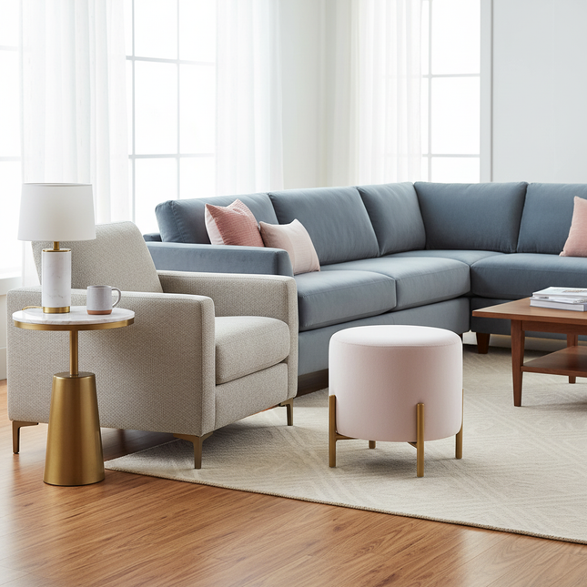 Customized Velvet Dressing Stool Golden Leg Tassel Makeup Bench Openable Ottoman Pouf for Home Fashionable Furniture - gallery 1