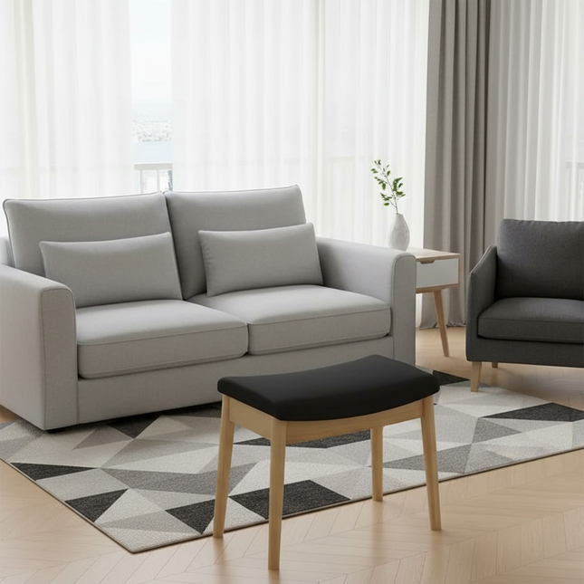 Foot Stool, Saddle Cushion Vanity Stool, Modern Concave Ottoman with Upholstered Seat for Entryway, Bedroom, Patio, Living Room. - gallery 1