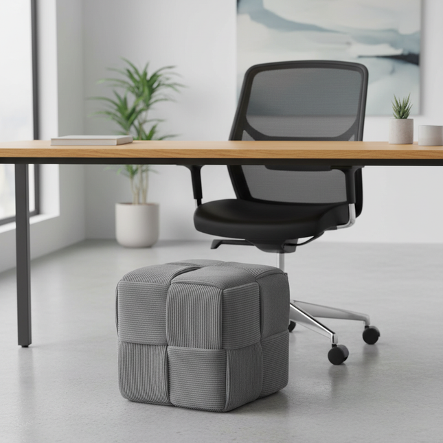 Foot Rest Soft and Comfortable Square Corduroy Woven Design Sofa Stool - gallery 1