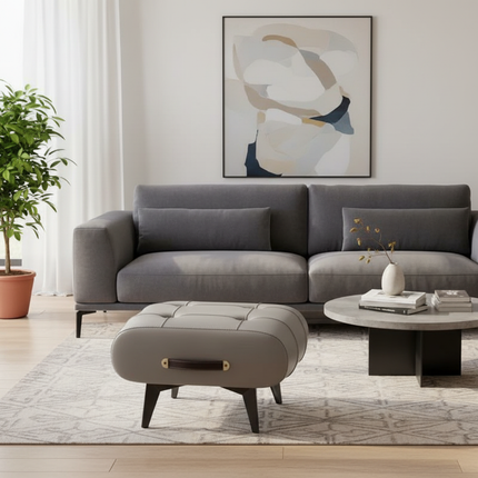 Foldable Foot Stool Extra Thick PU Leather & High-Density Foam, Portable Ottoman for Living Room/Bedroom/Office, Non-Slip Base - gallery 1