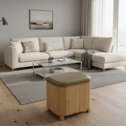 Japanese Solid Wood Small Square Stool with Storage Box Sundries Toys Organizer Household Hallway Shoes Change Footstool Ottoman - gallery 1