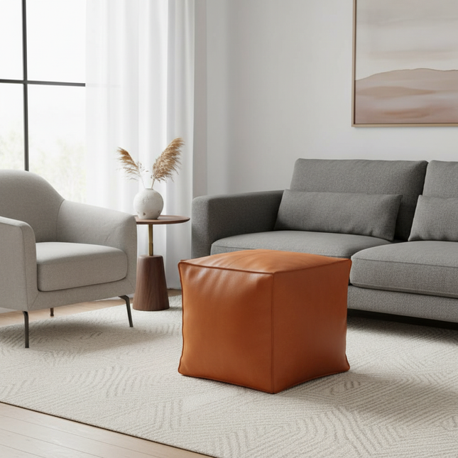 Foot Rest Non-Slip Storage Stool Large Capacity Waterproof Unstuffed Cushion Cover Stackable Thicken Leather Pouf Shoe-changing - gallery 1