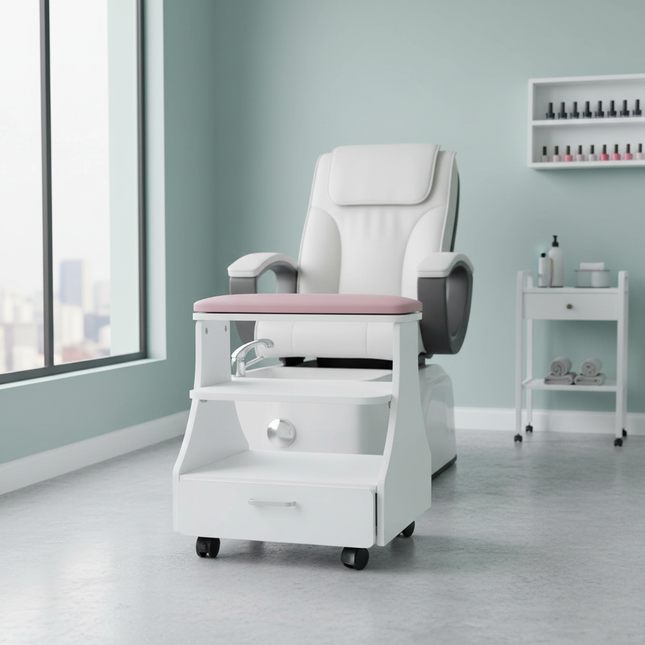 Pedicure Stool Foot Rest Pedicure Manicure Funiture Beauty Salon Nail Trolley Cart Footbath Stool White/Black/Pink - gallery 1