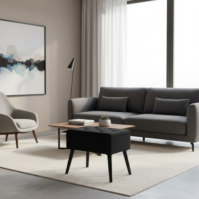 Rectangular Storage Box, Velvet Dressing Table Stool, Folding Cushioned Seat, Footrest with B-legs - gallery 1