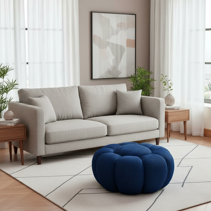 Nordic Sofa Pedal Simple Round Stool Low Ottomans Living Room Sofa Footstool 3D Fabric Creative Leg Footstool Pumpkin Footstools - gallery 1