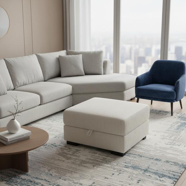 Comanlai Large Storage Ottomans,Modern Footrest with Storage space,Small Stool,Single Seat Sofa Chair,Corduroy Fabric - gallery 1