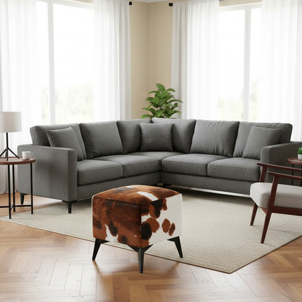 ‌Faux Leather Ottoman, Plush Entryway Bench, Velvet Square Stool, Minimalist Footrest for Bedroom/Balcony with Non-Skid Base - gallery 1