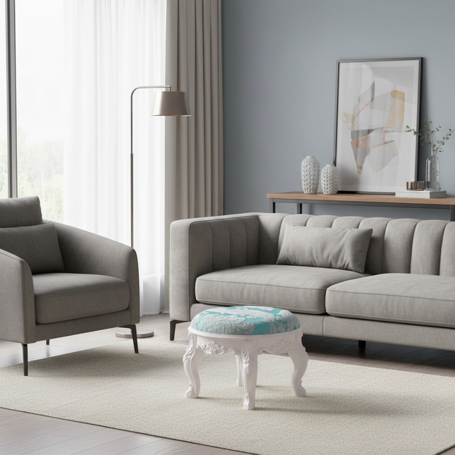 Retro Carved Small Stool Luxury Leather Cushion Creative Low Seat Elegant Room Sofa Chair Stylish Seating Decorative Footrest - gallery 1