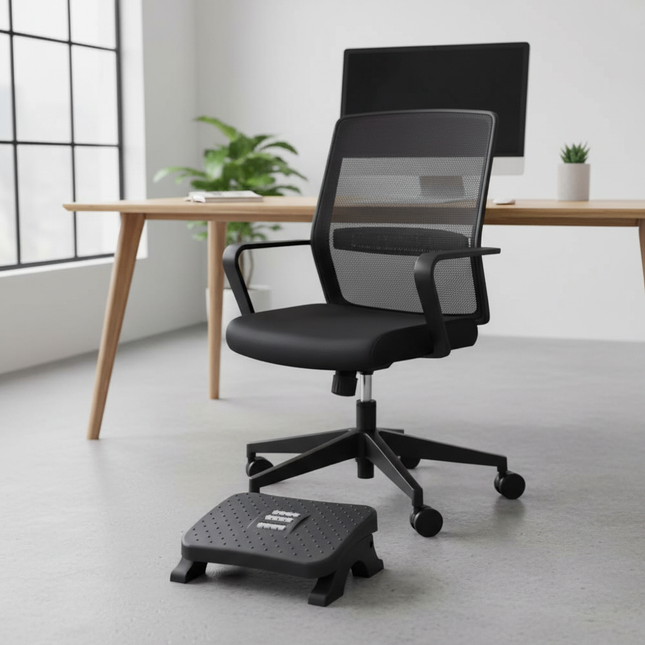 Ergonomic Under Desk Footrest Massage Rollers Leg Rest Pain Relief Non-slip Foot Stool Home Office Work Study Posture Correction - gallery 1