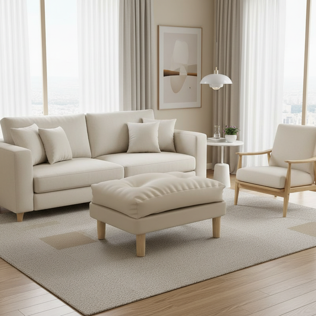 ‌Ergonomic Ottoman Footrest - Adjustable Height Sofa Stool with Memory Foam Leg Rest & Shoe Bench Storage Solution‌ - gallery 1