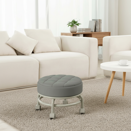 Low Roller Seat Sturdy Universal Swivel Casters Shoe Changing Stool Seat for Living Room Kitchen Fitness Salons Kids and Adult - gallery 1