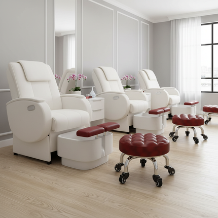 5-Wheel Metal Stool - Thickened Silent Low Stool with Sturdy Frame for Home/Foot Spa/Cosmetology/Kids - gallery 1