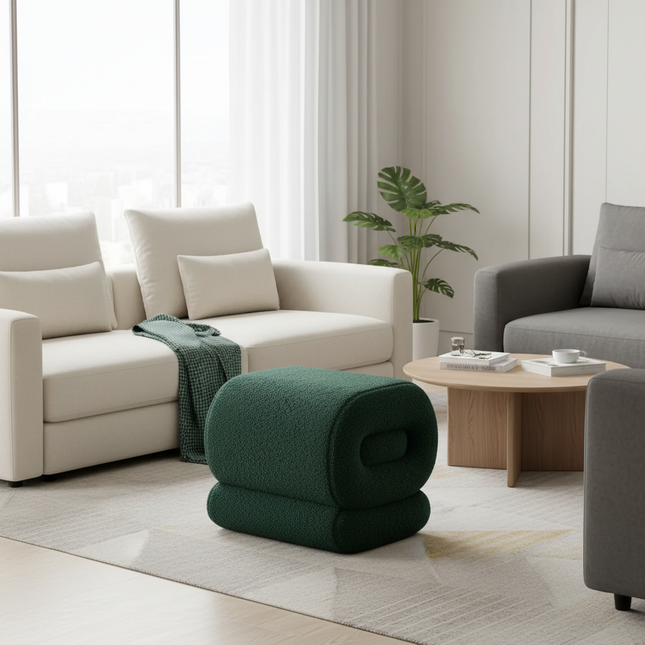 Vanity Stool, Modern S-Shaped Pouf Ottoman Footrest Makeup Chair Foot Stool Under Desk, Decorative Floor Seat - gallery 1