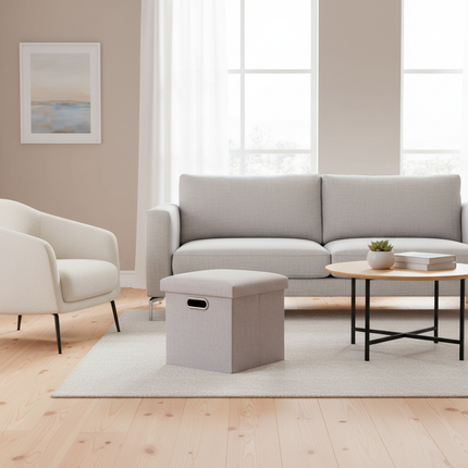 Folding Storage Ottoman Foldable Small Ottoman Foot Rest 11.81x11.81x11.81inch Square Footstool for Bedroom Dorm Entryway Office - gallery 1