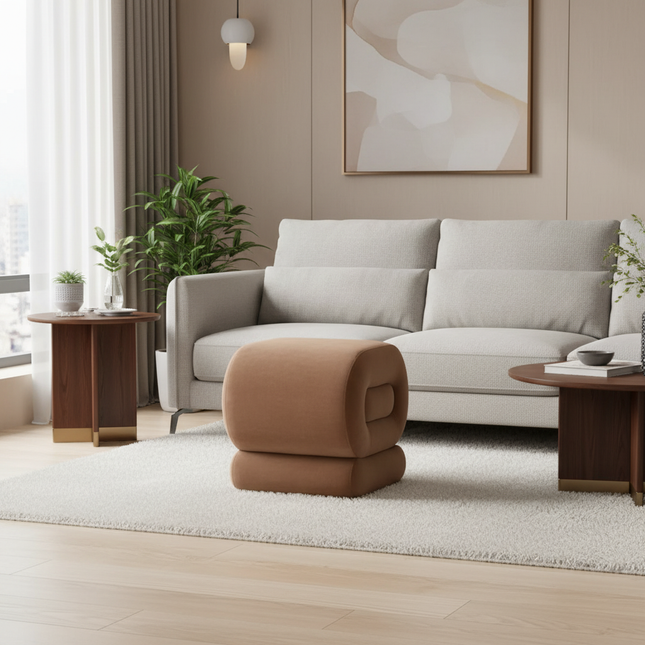 Vanity Stool, Modern S-Shaped Pouf Ottoman Footrest Makeup Chair Foot Stool Under Desk, Decorative Floor Seat - gallery 1