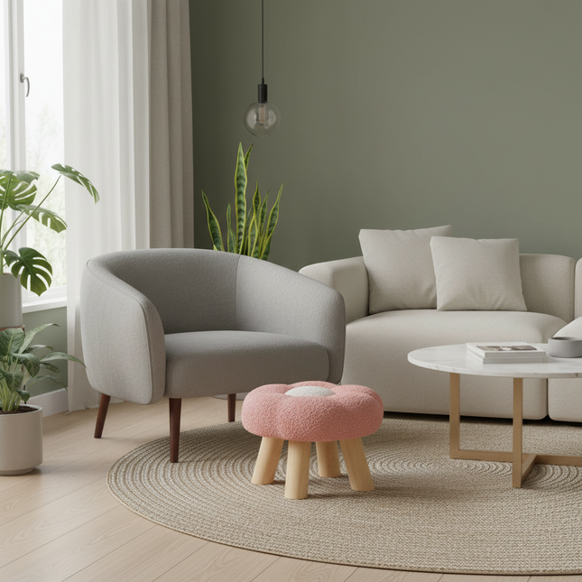 Wooden Small Foot Stool Non Slip Foot Rest Under Desk Footrest Ottoman Soft Stool for Playroom Apartment Porch Bedroom - gallery 1