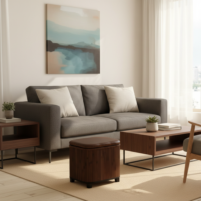 Japanese Solid Wood Small Square Stool with Storage Box Sundries Toys Organizer Household Hallway Shoes Change Footstool Ottoman - gallery 1