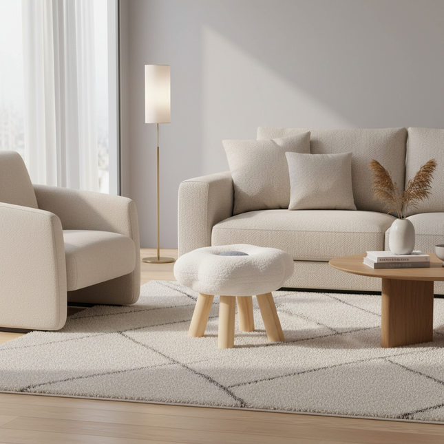 Wooden Small Foot Stool Non Slip Foot Rest Under Desk Footrest Ottoman Soft Stool for Playroom Apartment Porch Bedroom - gallery 1