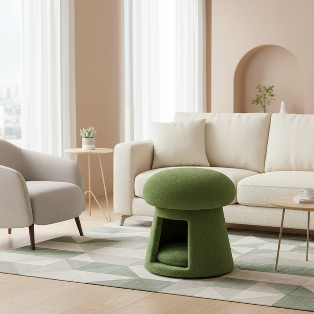 Nordic Living Room Ottomen with Cat Pet Nest Shoes Changing Stool Low Chair Bench Footrest for Hallway Entrance Decor Furniture - gallery 1