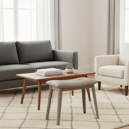 Vanity Stool Vanity Chair Saddle Cushion Ottoman Stool Chair with Solid Wood Legs, Modern Piano Bench Makeup and Foot Stool - gallery 1