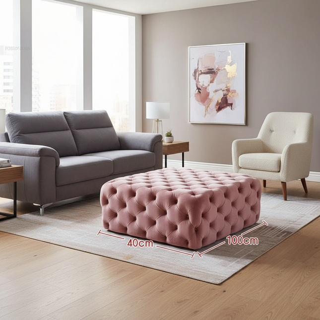 Nordic Living Room Ottoman Round Button Velvet Shoe Changing Stool Apartment Living Room Light Luxury Home Small Makeup Stool - gallery 1
