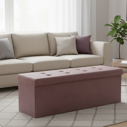 1PC Foldable Stool Home Ottoman Seat Bench Chest with Storage Space Organizer Box Living Room Furniture - gallery 1