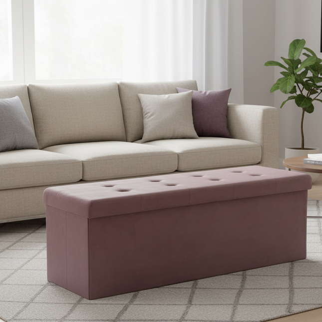 1PC Foldable Stool Home Ottoman Seat Bench Chest with Storage Space Organizer Box Living Room Furniture - gallery 1