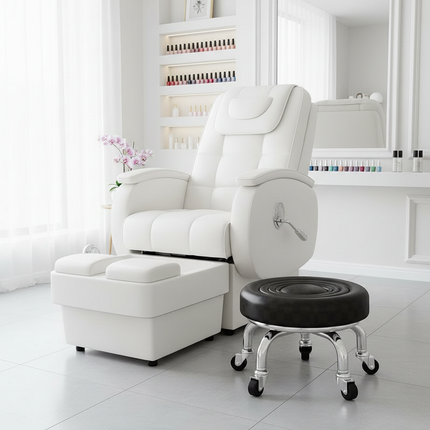 5-Wheel Metal Stool - Thickened Silent Low Stool with Sturdy Frame for Home/Foot Spa/Cosmetology/Kids - gallery 1