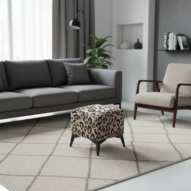 ‌Faux Leather Ottoman, Plush Entryway Bench, Velvet Square Stool, Minimalist Footrest for Bedroom/Balcony with Non-Skid Base - gallery 1