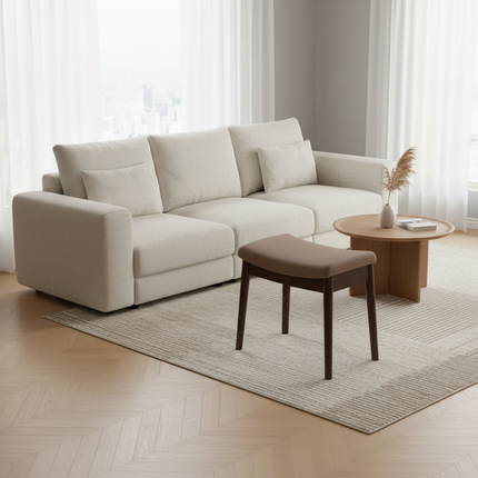 Foot Stool, Saddle Cushion Vanity Stool, Modern Concave Ottoman with Upholstered Seat for Entryway, Bedroom, Patio, Living Room. - gallery 1