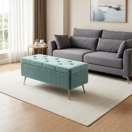 Velvet Ottoman Bench for Living Room Nordic Design Shoe Changing Stool with Storage Bedroom Bed End Seat Modern - gallery 1