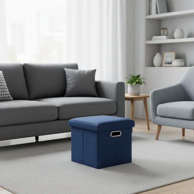 Folding Storage Ottoman Foldable Small Ottoman Foot Rest 11.81x11.81x11.81inch Square Footstool for Bedroom Dorm Entryway Office - gallery 1