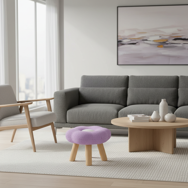 Wooden Small Foot Stool Non Slip Foot Rest Under Desk Footrest Ottoman Soft Stool for Playroom Apartment Porch Bedroom - gallery 1