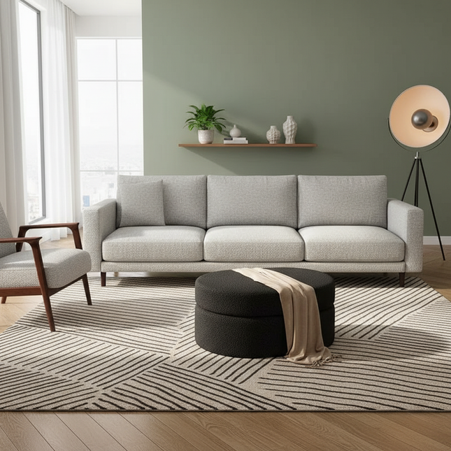 Modern Oval Storage Ottoman Upholstered Fabric Footrest Stool with Hidden Storage Vanity Bench for Bedroom Living Room - gallery 1