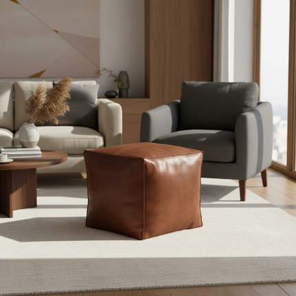 Foot Rest Non-Slip Storage Stool Large Capacity Waterproof Unstuffed Cushion Cover Stackable Thicken Leather Pouf Shoe-changing - gallery 1