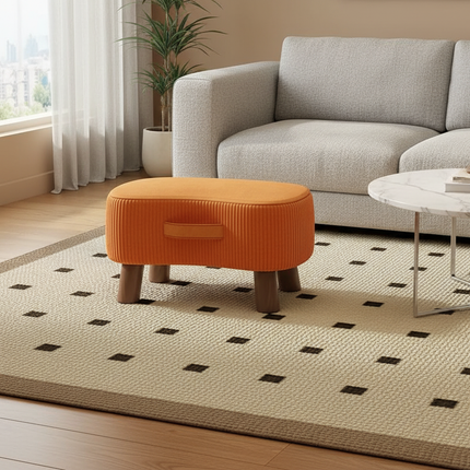 Small Rectangle Foot Stool, Velvet Fabric Footrest Ottoman Stool with Non-Skid Wood Legs, Modern Footstools Step for Couch - gallery 1