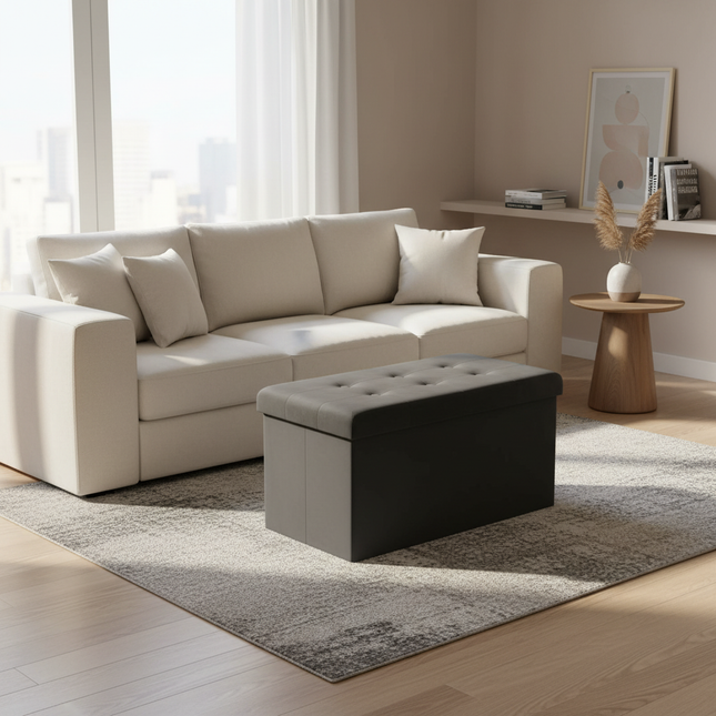 WOLTU Functional Storage Foot Stool Ottoman Bench Folding Chest Storage Cube Colorful Storage Box Upholstered Seat Removable Lid - gallery 1