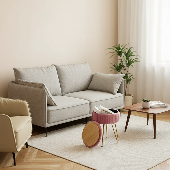 Redlife Velvet Vanity Stool Chair with Storage Multifunctional Makeup Chair Footrest with Anti-Slip Feet for Living Room Bedroom - gallery 1