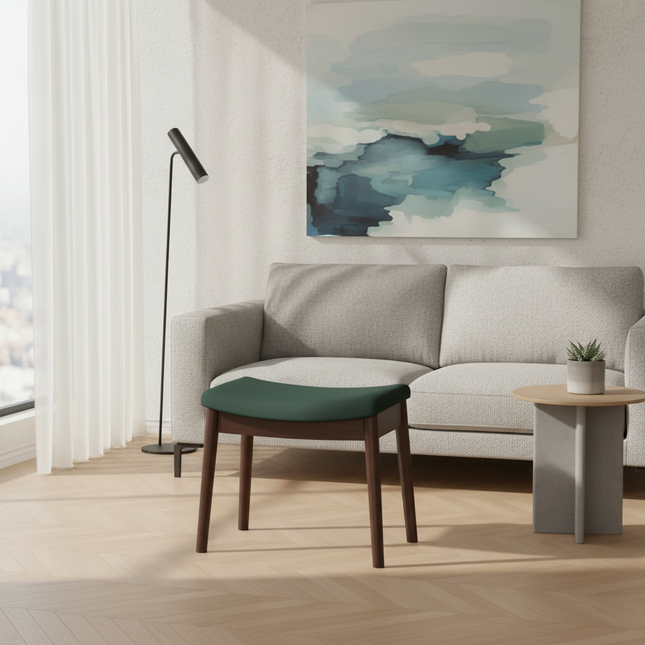 Foot Stool, Saddle Cushion Vanity Stool, Modern Concave Ottoman with Upholstered Seat for Entryway, Bedroom, Patio, Living Room. - gallery 1