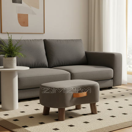 Small Rectangle Foot Stool, Velvet Fabric Footrest Ottoman Stool with Non-Skid Wood Legs, Modern Footstools Step for Couch - gallery 1