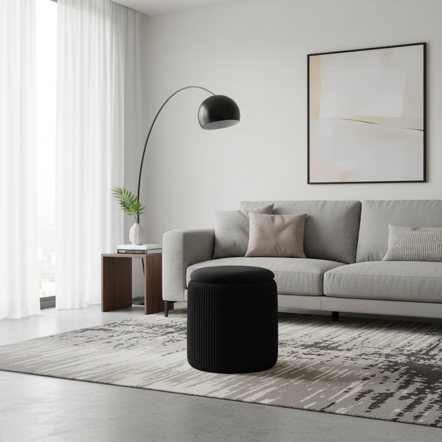 Round Ottoman Living Room Dresser Stool Nordic Modern Footrest Entrance Aesthetic Ottoman Pouf with Storage Space Soft Furniture - gallery 1