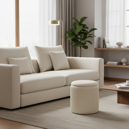 Round Ottoman Living Room Dresser Stool Nordic Modern Footrest Entrance Aesthetic Ottoman Pouf with Storage Space Soft Furniture - gallery 1